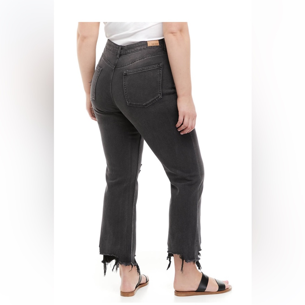 TRUE CRAFT Plus Size High Rise Slim Straight Black Jeans - 14, fits like 16